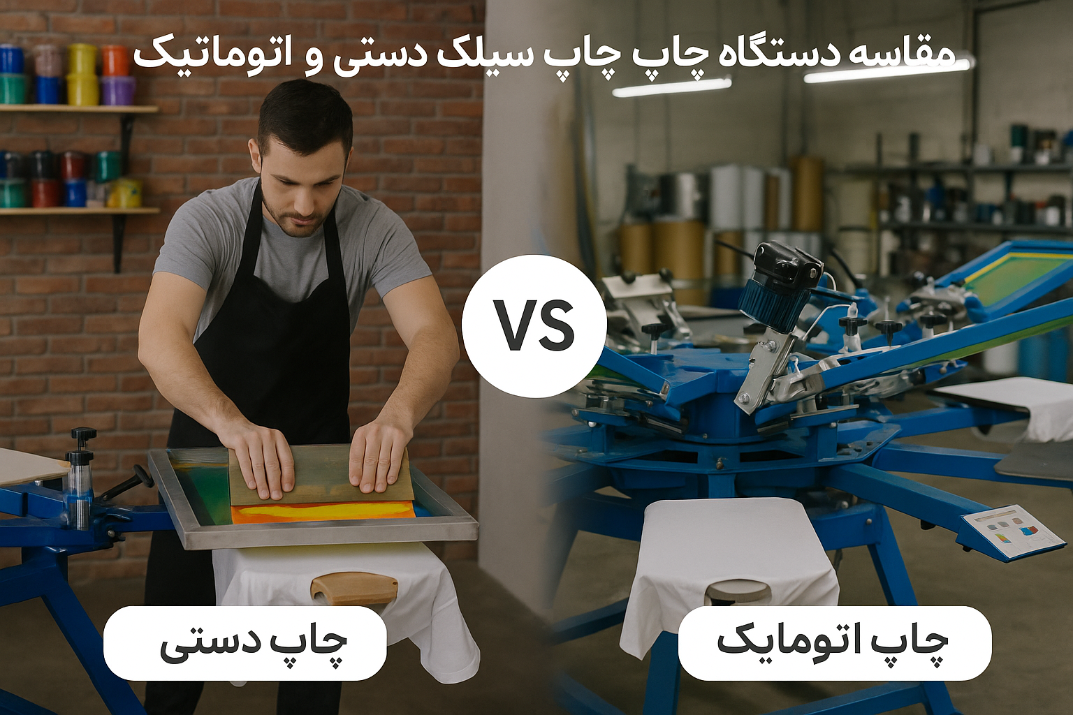 مقایسه دستگاه چاپ سیلک دستی و اتوماتیک برای کارگاه. کدام مناسب تر است؟